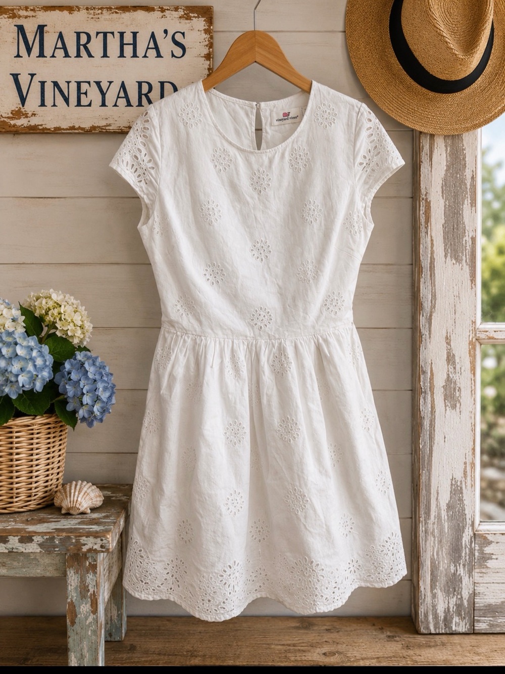 Vineyard Vines White eyelet linen dress size 0